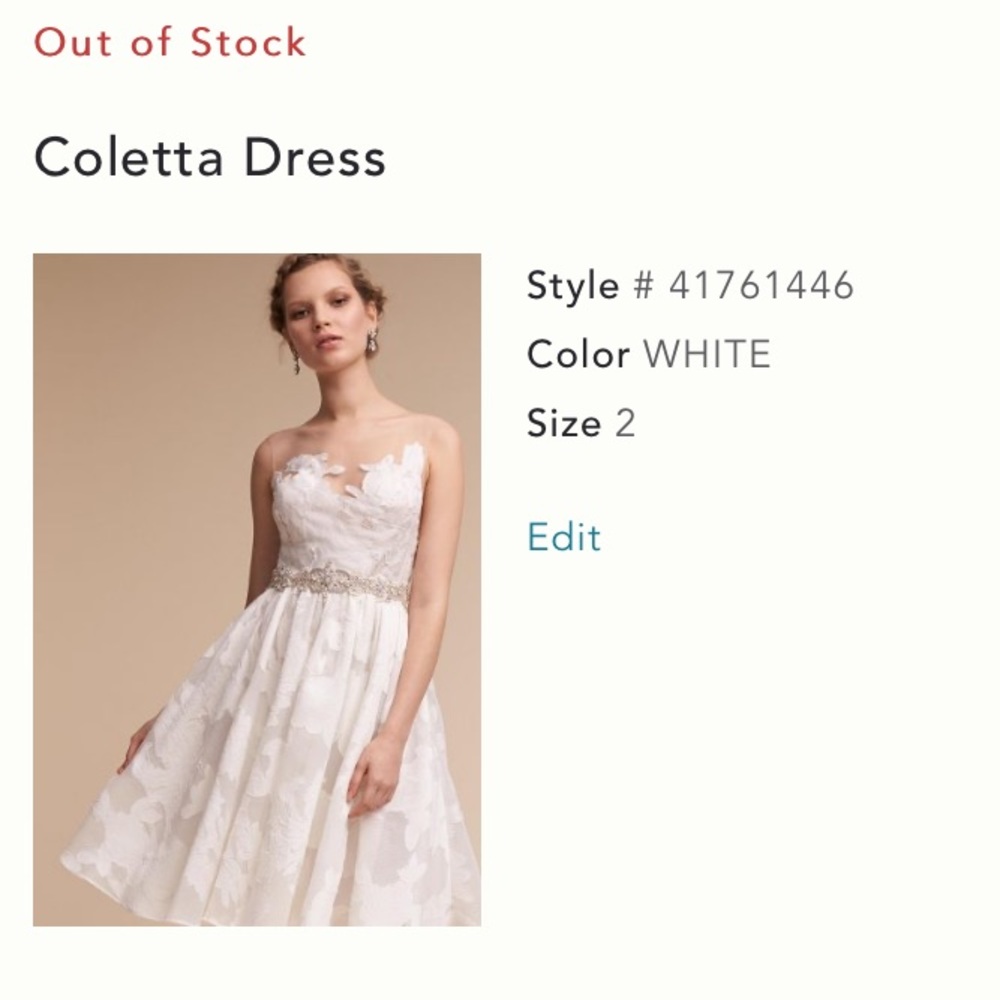 Coletta Anthropologie Wedding Dress
